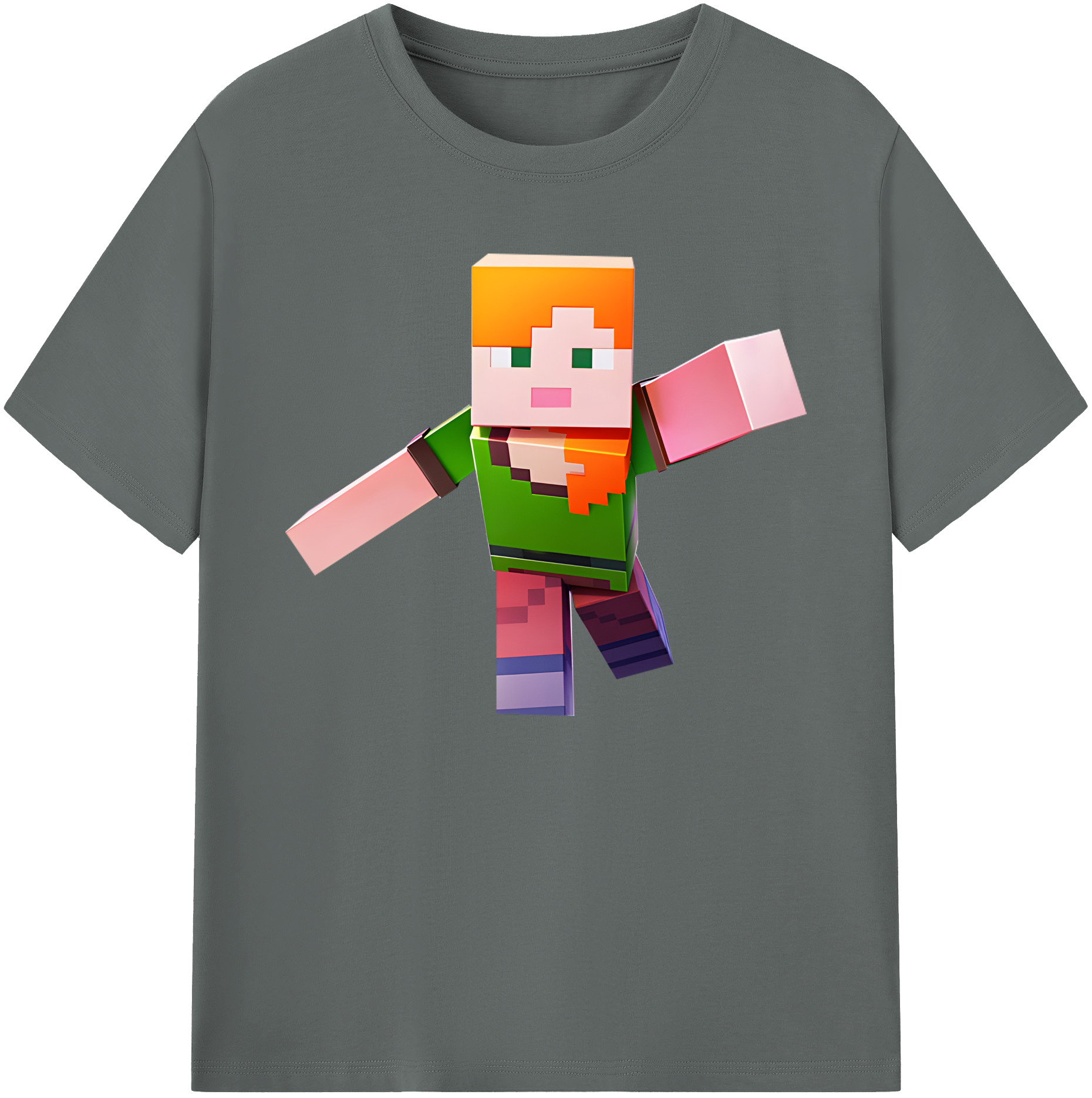 （画像用） マインクラフト ブロックの世界 Minecraft MC Block world 綿100％ メンズ半袖Tシャツ｜肌触りやわらか＆通気性